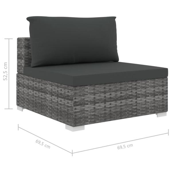 11-tlg. Garten-Lounge-Set mit Auflagen Poly Rattan Grau