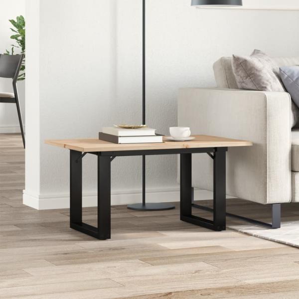 Couchtisch O-Gestell 80x50x40cm Massivholz Kiefer und Gusseisen