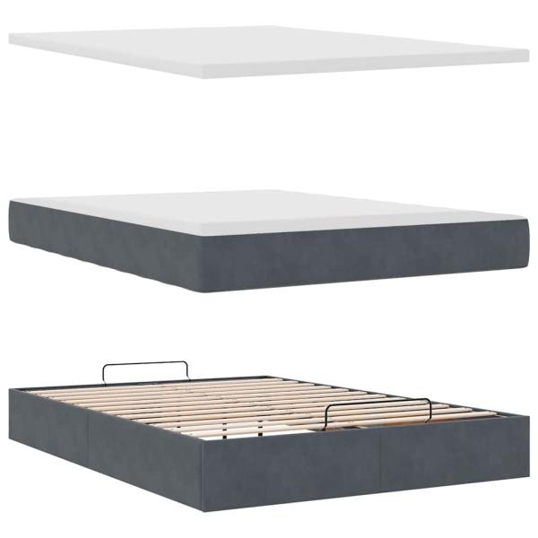 Ottoman-Bett mit Matratze Dunkelgrau 140x200 cm Samt