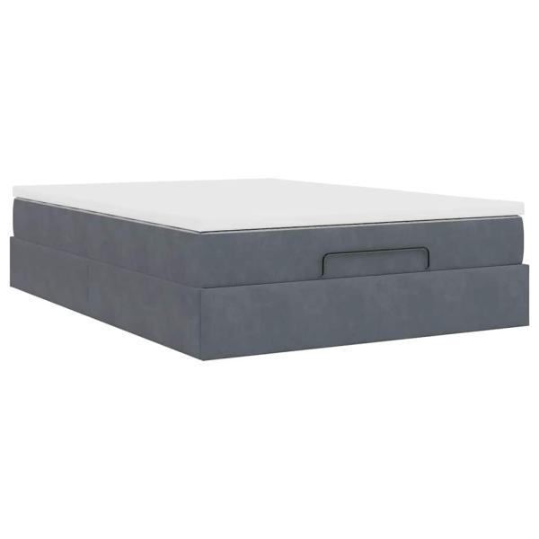 Ottoman-Bett mit Matratze Dunkelgrau 140x200 cm Samt