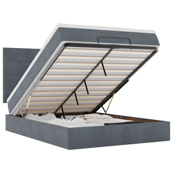 Ottoman-Bett mit Matratzen & LEDs Dunkelgrau 140x200 cm Samt