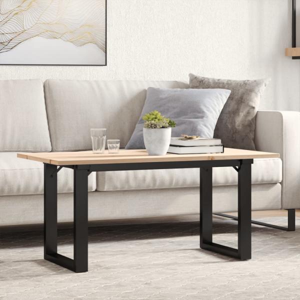 ARDEBO.de - Couchtisch O-Gestell 100x50x45 cm Massivholz Kiefer & Gusseisen