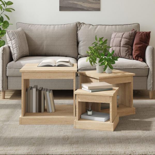 ARDEBO.de - Couchtische 3 Stk. Sonoma-Eiche Holzwerkstoff