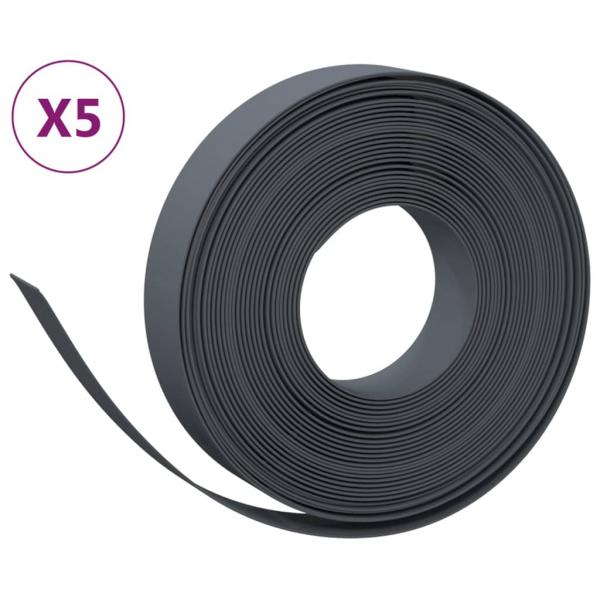 Rasenkanten 5 Stk. Grau 10 m 10 cm Polyethylen