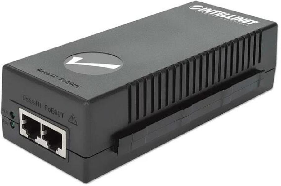 ARDEBO.de Intellinet Gigabit Ultra PoE+ Injektor 1x60 Watt-Port, Kunststoffgehäuse, Wandmontage, schwarz (561235)