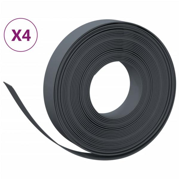 Rasenkanten 4 Stk. Grau 10 m 10 cm Polyethylen