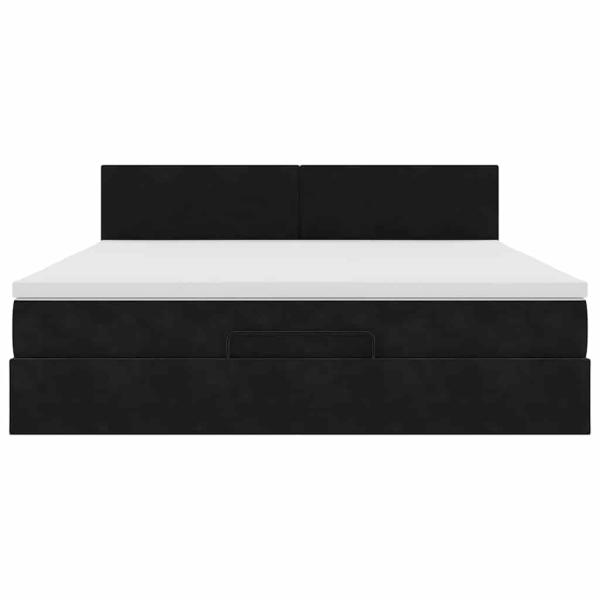 Ottoman-Bett mit Matratze & LEDs Schwarz 160x200 cm Samt