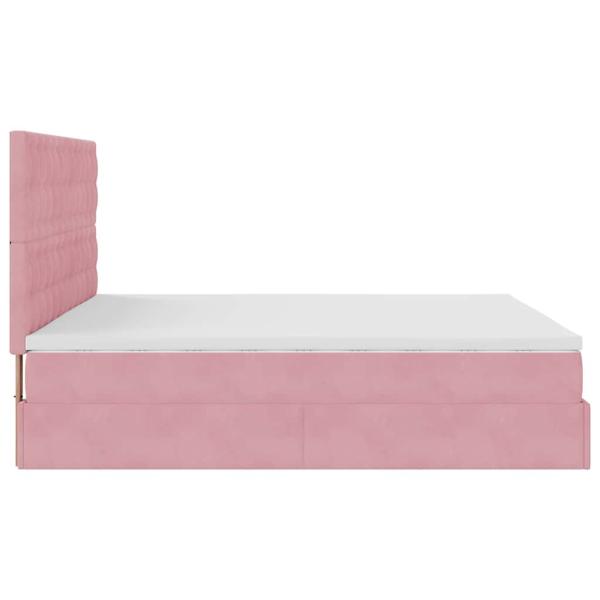 Ottoman-Bett mit Matratzen & LEDs Rosa 160x200 cm Samt
