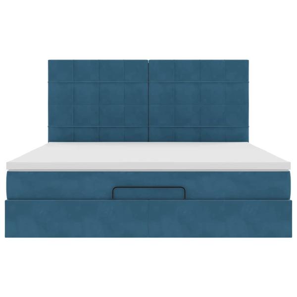 Ottoman-Bett mit Matratzen & LEDs Dunkelblau 160x200 cm Samt