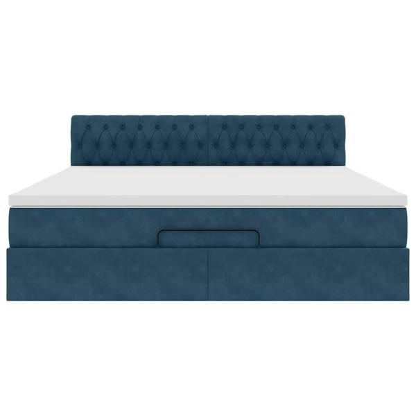 Ottoman-Bett mit Matratze & LEDs Dunkelblau 160x200 cm Samt