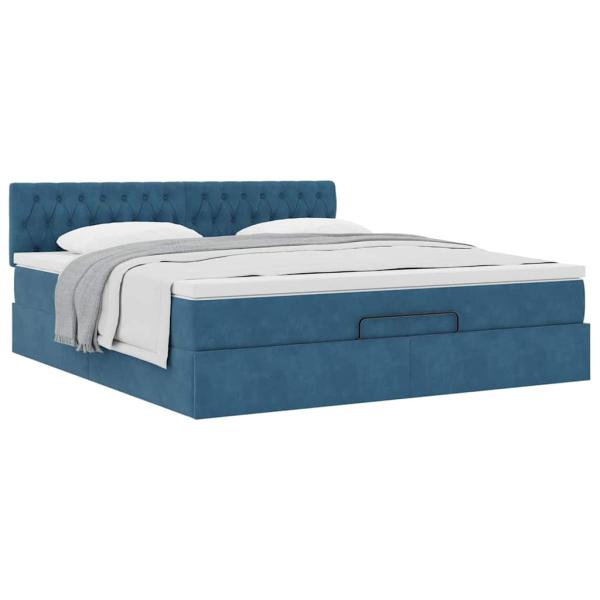 Ottoman-Bett mit Matratze Dunkelblau 160x200 cm Samt