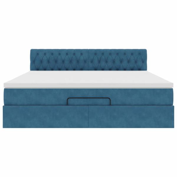 Ottoman-Bett mit Matratze Dunkelblau 160x200 cm Samt