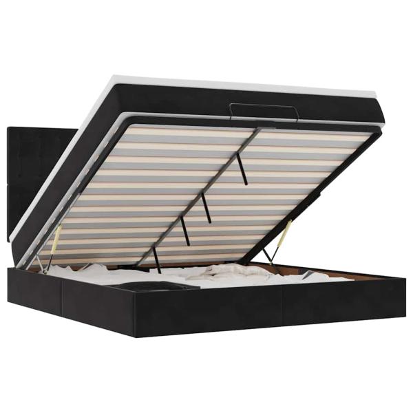 Ottoman-Bett mit Matratzen & LEDs Schwarz 160x200 cm Samt