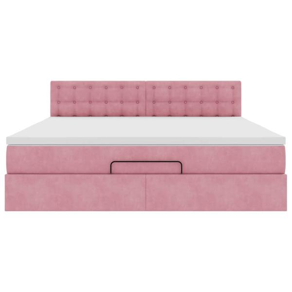 Ottoman-Bett mit Matratze Rosa 160x200 cm Samt