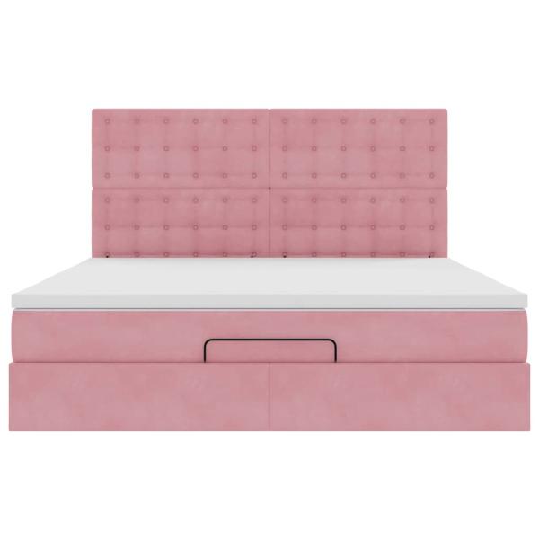 Ottoman-Bett mit Matratzen Rosa 160x200 cm Samt