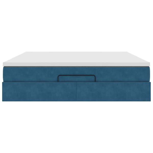 Ottoman-Bett mit Matratze Dunkelblau 160x200 cm Samt