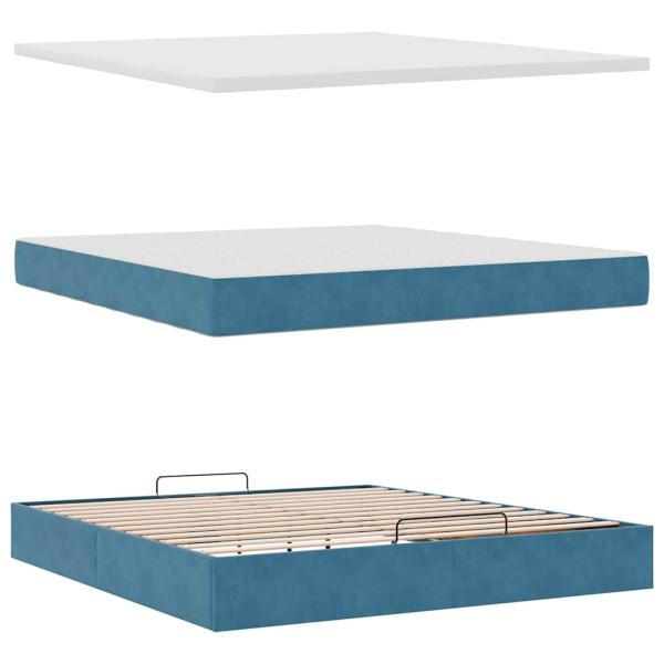 Ottoman-Bett mit Matratze Dunkelblau 160x200 cm Samt