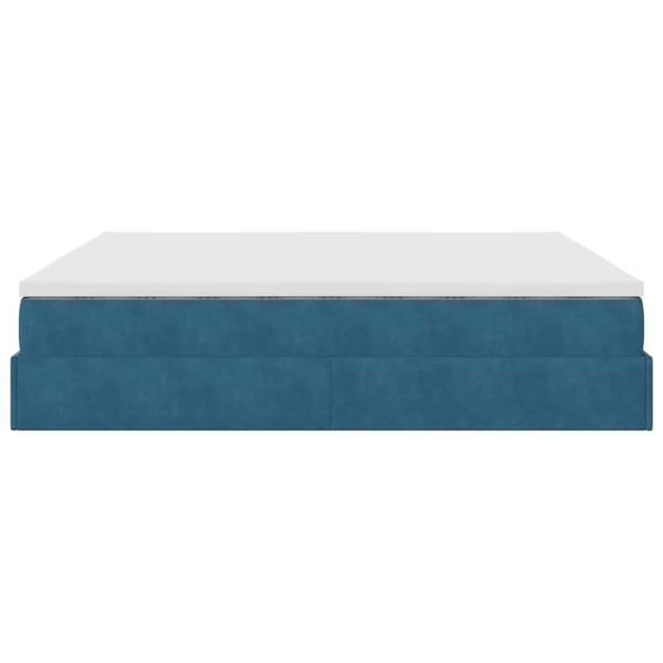 Ottoman-Bett mit Matratze Dunkelblau 160x200 cm Samt
