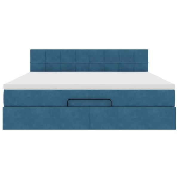 Ottoman-Bett mit Matratze & LEDs Dunkelblau 160x200 cm Samt