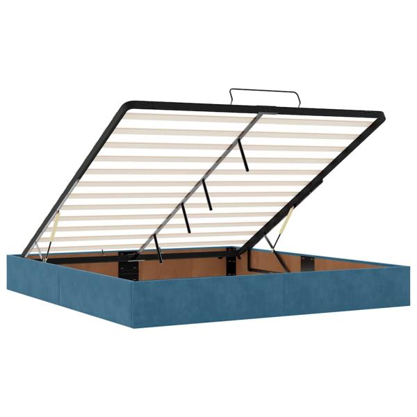 Ottoman-Bett mit Matratze & LEDs Dunkelblau 160x200 cm Samt