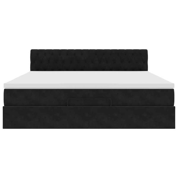 Ottoman-Bett mit Matratze & LEDs Schwarz 160x200 cm Samt