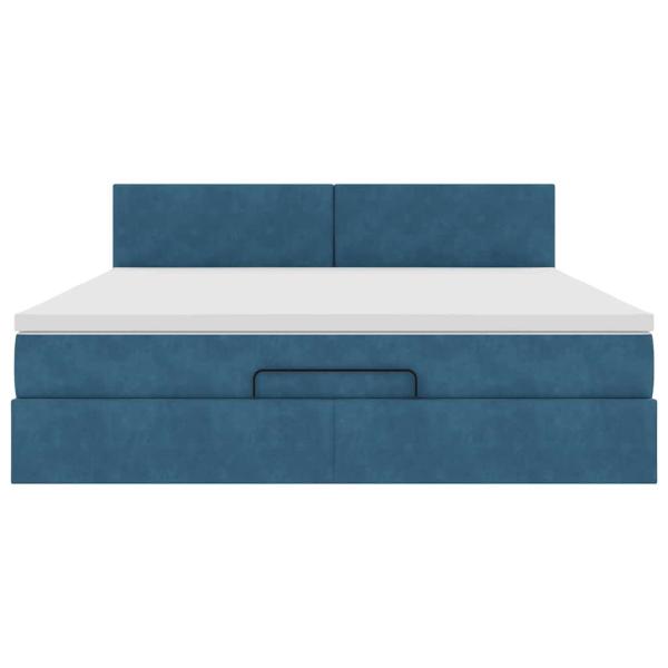 Ottoman-Bett mit Matratze & LEDs Dunkelblau 160x200 cm Samt