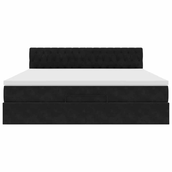 Ottoman-Bett mit Matratze Schwarz 160x200 cm Samt