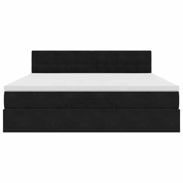 Ottoman-Bett mit Matratze & LEDs Schwarz 160x200 cm Samt