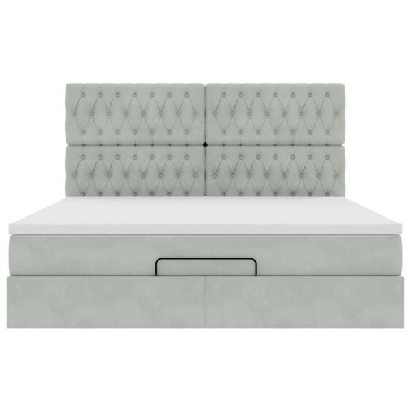 Ottoman-Bett mit Matratzen Hellgrau 160x200 cm Samt