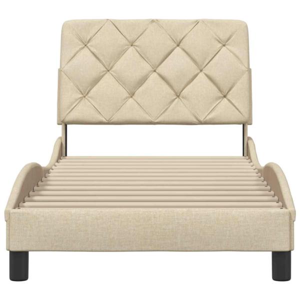 Bettgestell ohne Matratze Creme 90x200 cm Stoff