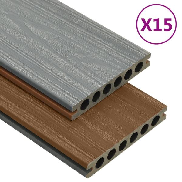 ARDEBO.de - WPC Terrassendielen mit Zubehör Braun und Grau 30 m² 2,2 m
