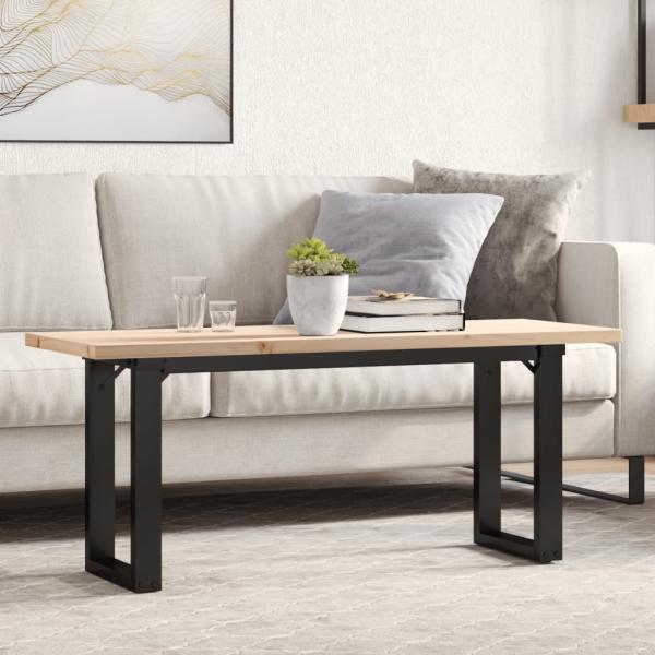 ARDEBO.de - Couchtisch O-Gestell 110x40x45,5 cm Massivholz Kiefer Gusseisen