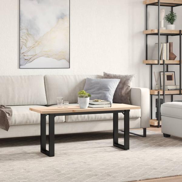Couchtisch O-Gestell 110x40x45,5 cm Massivholz Kiefer Gusseisen