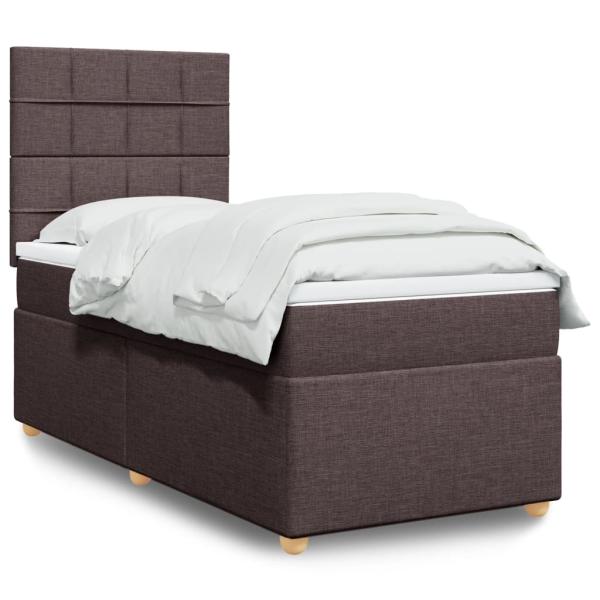 ARDEBO.de - Boxspringbett mit Matratze Dunkelbraun 90x190 cm Stoff