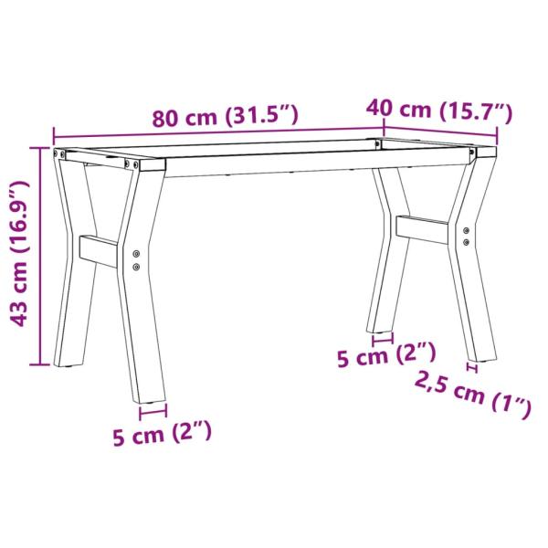 Couchtisch-Gestell in Y-Form 80x40x43 cm Gusseisen