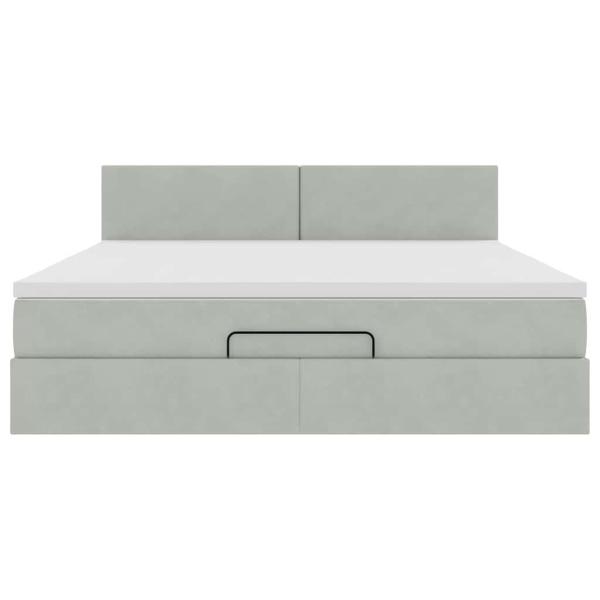 Ottoman-Bett mit Matratze Hellgrau 160x200 cm Samt