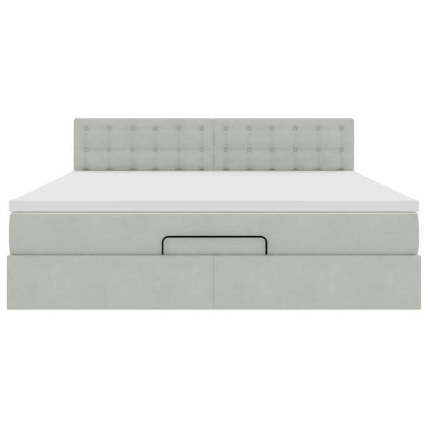 Ottoman-Bett mit Matratze Hellgrau 160x200 cm Samt