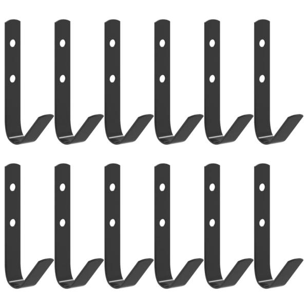 Wandhaken J-Form 12 Stk. Schwarz Stahl