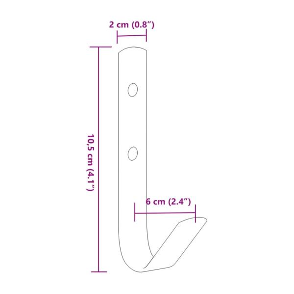 Wandhaken J-Form 12 Stk. Schwarz Stahl
