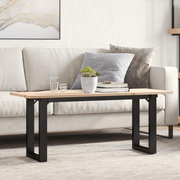 ARDEBO.de - Couchtisch O-Gestell 110x40x45 cm Massivholz Kiefer & Gusseisen