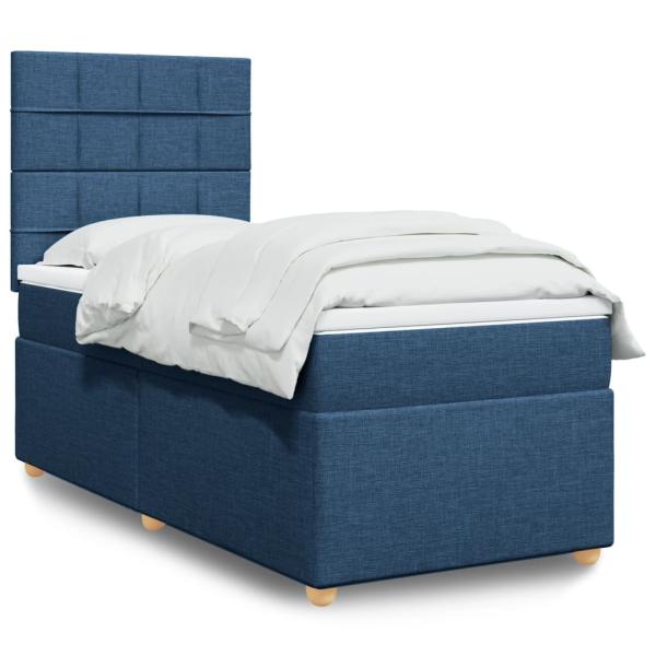 ARDEBO.de - Boxspringbett mit Matratze Blau 90x190 cm Stoff