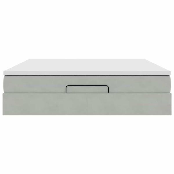 Ottoman-Bett mit Matratze Hellgrau 160x200 cm Samt