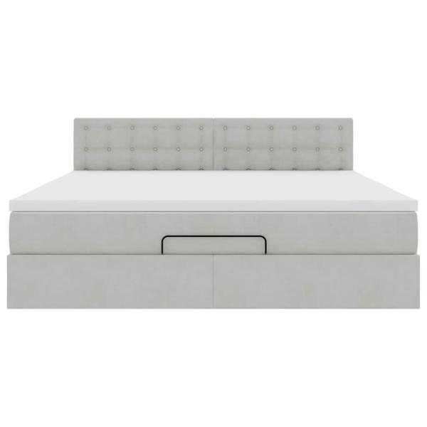 Ottoman-Bett mit Matratze & LEDs Hellgrau 160x200 cm Samt