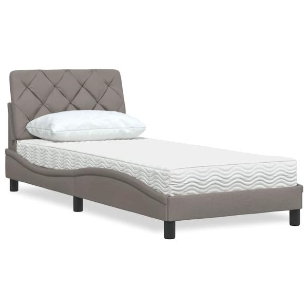 ARDEBO.de - Bett mit Matratze Taupe 90x190 cm Stoff