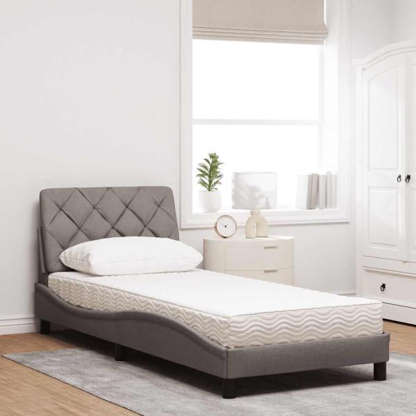 Bett mit Matratze Taupe 90x190 cm Stoff