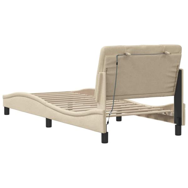 Bettgestell mit LED ohne Matratze Creme 90x200 cm Stoff