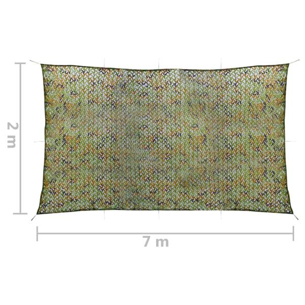 Tarnnetz mit Aufbewahrungstasche 2x7 m Grün