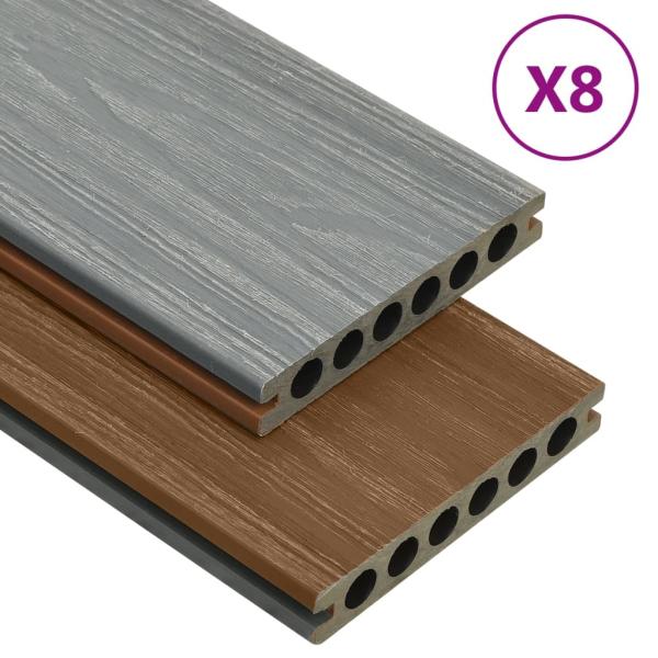 ARDEBO.de - WPC Terrassendielen mit Zubehör Braun und Grau 16 m² 2,2 m