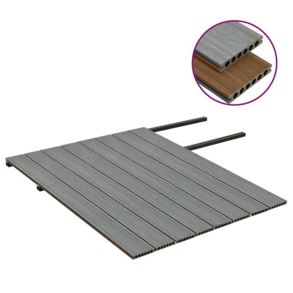 WPC Terrassendielen mit Zubehör Braun und Grau 16 m² 2,2 m