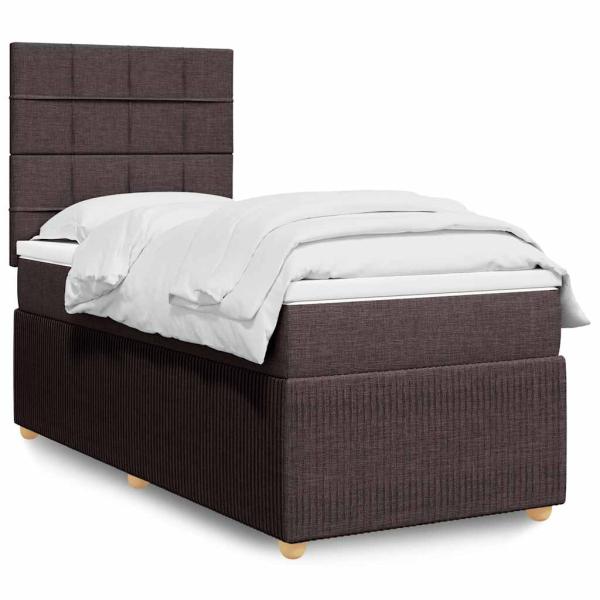 ARDEBO.de - Boxspringbett mit Matratze Dunkelbraun 80x200 cm Stoff